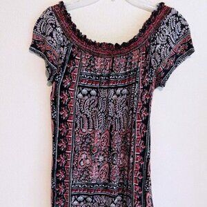 Lucky Brand Peasant Dress Navy Blue & Red Size XS NWOT